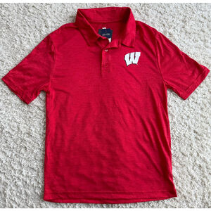 Men's Wisconsin Badgers NCAA Fanatics Polo Shirt Size S Red
